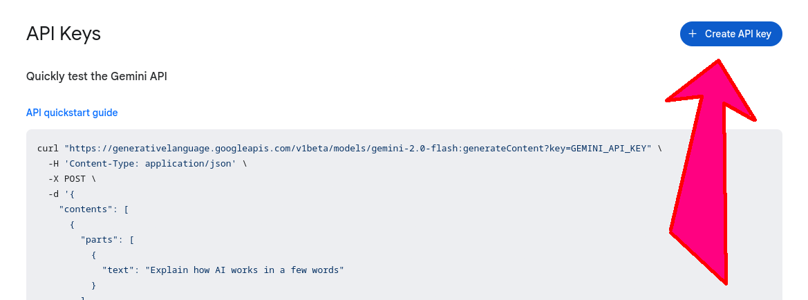 API Key Button Screenshot